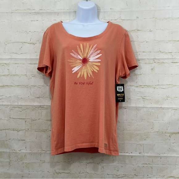 Life Is Good Orange Daisy Short Sleeve Tee - Picture 1 of 9